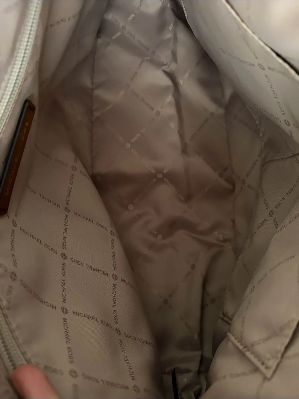 Michael Kors Brown MK Logo Dome Satchel with Tan Handles